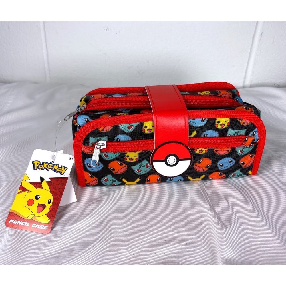 Pokemon Utility Case Pencil Pouch Pikachu Charmander Squirtle Bulbasaur NWT